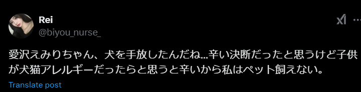 愛沢えみりの愛犬についてSNS1